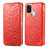 Funda de Cuero Cartera con Soporte Patron de Moda Carcasa S01D para Samsung Galaxy A21s Rojo