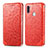 Funda de Cuero Cartera con Soporte Patron de Moda Carcasa S01D para Samsung Galaxy M11 Rojo