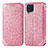 Funda de Cuero Cartera con Soporte Patron de Moda Carcasa S01D para Samsung Galaxy M32 4G Oro Rosa