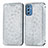 Funda de Cuero Cartera con Soporte Patron de Moda Carcasa S01D para Samsung Galaxy M52 5G Plata