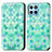 Funda de Cuero Cartera con Soporte Patron de Moda Carcasa S02D para Huawei Honor X6 5G Verde