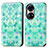 Funda de Cuero Cartera con Soporte Patron de Moda Carcasa S02D para Huawei P50 Pro Verde