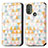 Funda de Cuero Cartera con Soporte Patron de Moda Carcasa S02D para Motorola Moto E20 Blanco