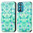 Funda de Cuero Cartera con Soporte Patron de Moda Carcasa S02D para Motorola Moto Edge 30 5G Verde