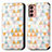 Funda de Cuero Cartera con Soporte Patron de Moda Carcasa S02D para Samsung Galaxy F13 4G Blanco