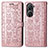 Funda de Cuero Cartera con Soporte Patron de Moda Carcasa S03D para Asus Zenfone 9 Oro Rosa