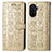 Funda de Cuero Cartera con Soporte Patron de Moda Carcasa S03D para Huawei Enjoy 50 Oro