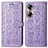 Funda de Cuero Cartera con Soporte Patron de Moda Carcasa S03D para Huawei Honor 60 5G Morado