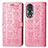 Funda de Cuero Cartera con Soporte Patron de Moda Carcasa S03D para Huawei Honor 80 5G Rosa