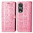 Funda de Cuero Cartera con Soporte Patron de Moda Carcasa S03D para Huawei Honor 80 Pro 5G Rosa