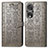 Funda de Cuero Cartera con Soporte Patron de Moda Carcasa S03D para Huawei Honor 80 Pro Flat 5G Gris