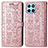 Funda de Cuero Cartera con Soporte Patron de Moda Carcasa S03D para Huawei Honor X6 5G Oro Rosa