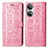 Funda de Cuero Cartera con Soporte Patron de Moda Carcasa S03D para Huawei Honor X7 Rosa