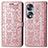 Funda de Cuero Cartera con Soporte Patron de Moda Carcasa S03D para Huawei Honor X7b Oro Rosa