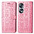 Funda de Cuero Cartera con Soporte Patron de Moda Carcasa S03D para Huawei Honor X7b Rosa