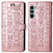 Funda de Cuero Cartera con Soporte Patron de Moda Carcasa S03D para Motorola Moto Edge S30 5G Oro Rosa