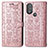 Funda de Cuero Cartera con Soporte Patron de Moda Carcasa S03D para Motorola Moto G Play Gen 2 Oro Rosa