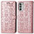 Funda de Cuero Cartera con Soporte Patron de Moda Carcasa S03D para Motorola Moto G52j 5G Oro Rosa