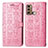 Funda de Cuero Cartera con Soporte Patron de Moda Carcasa S03D para Motorola Moto G60 Rosa