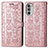 Funda de Cuero Cartera con Soporte Patron de Moda Carcasa S03D para Motorola Moto G82 5G Oro Rosa