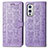 Funda de Cuero Cartera con Soporte Patron de Moda Carcasa S03D para OnePlus 9 5G Morado