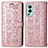 Funda de Cuero Cartera con Soporte Patron de Moda Carcasa S03D para OnePlus Nord 2 5G Oro Rosa