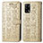 Funda de Cuero Cartera con Soporte Patron de Moda Carcasa S03D para Oppo F19s Oro