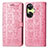 Funda de Cuero Cartera con Soporte Patron de Moda Carcasa S03D para Oppo K11x 5G Rosa