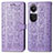 Funda de Cuero Cartera con Soporte Patron de Moda Carcasa S03D para Oppo Reno10 5G Morado