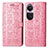 Funda de Cuero Cartera con Soporte Patron de Moda Carcasa S03D para Oppo Reno10 5G Rosa