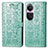 Funda de Cuero Cartera con Soporte Patron de Moda Carcasa S03D para Oppo Reno10 5G Verde