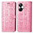 Funda de Cuero Cartera con Soporte Patron de Moda Carcasa S03D para Realme 10 Pro+ Plus 5G Rosa