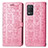 Funda de Cuero Cartera con Soporte Patron de Moda Carcasa S03D para Realme Q3 5G Rosa