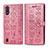 Funda de Cuero Cartera con Soporte Patron de Moda Carcasa S03D para Samsung Galaxy A01 SM-A015 Oro Rosa