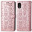 Funda de Cuero Cartera con Soporte Patron de Moda Carcasa S03D para Samsung Galaxy A03 Core Rosa