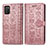 Funda de Cuero Cartera con Soporte Patron de Moda Carcasa S03D para Samsung Galaxy A03s Rosa