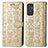 Funda de Cuero Cartera con Soporte Patron de Moda Carcasa S03D para Samsung Galaxy A05s Oro