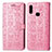 Funda de Cuero Cartera con Soporte Patron de Moda Carcasa S03D para Samsung Galaxy A10s Oro Rosa