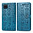 Funda de Cuero Cartera con Soporte Patron de Moda Carcasa S03D para Samsung Galaxy A12 5G Azul