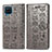 Funda de Cuero Cartera con Soporte Patron de Moda Carcasa S03D para Samsung Galaxy A12 5G Gris