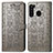 Funda de Cuero Cartera con Soporte Patron de Moda Carcasa S03D para Samsung Galaxy A21 Gris