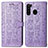 Funda de Cuero Cartera con Soporte Patron de Moda Carcasa S03D para Samsung Galaxy A21 Morado