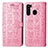 Funda de Cuero Cartera con Soporte Patron de Moda Carcasa S03D para Samsung Galaxy A21 Oro Rosa