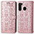 Funda de Cuero Cartera con Soporte Patron de Moda Carcasa S03D para Samsung Galaxy A21 Rosa