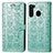 Funda de Cuero Cartera con Soporte Patron de Moda Carcasa S03D para Samsung Galaxy A21 Verde