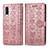 Funda de Cuero Cartera con Soporte Patron de Moda Carcasa S03D para Samsung Galaxy A30S Rosa