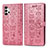 Funda de Cuero Cartera con Soporte Patron de Moda Carcasa S03D para Samsung Galaxy A32 4G Oro Rosa