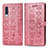 Funda de Cuero Cartera con Soporte Patron de Moda Carcasa S03D para Samsung Galaxy A50S Oro Rosa