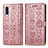 Funda de Cuero Cartera con Soporte Patron de Moda Carcasa S03D para Samsung Galaxy A50S Rosa