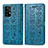 Funda de Cuero Cartera con Soporte Patron de Moda Carcasa S03D para Samsung Galaxy A52 4G Azul